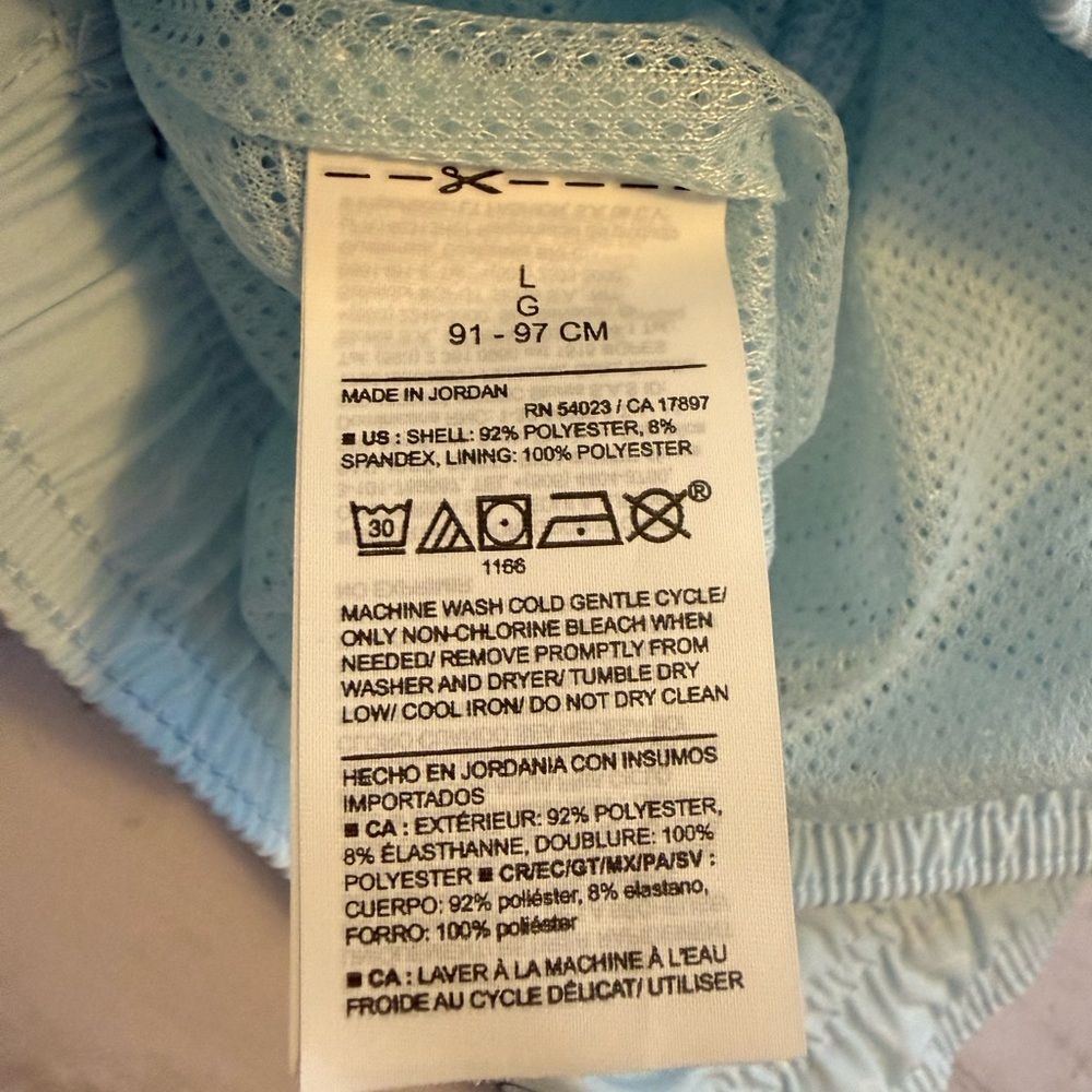 Old Navy - Light Blue Geo/Tile Print Swim Trunks w/ Drawstring + Mesh Lining – L - Picture 3 of 3